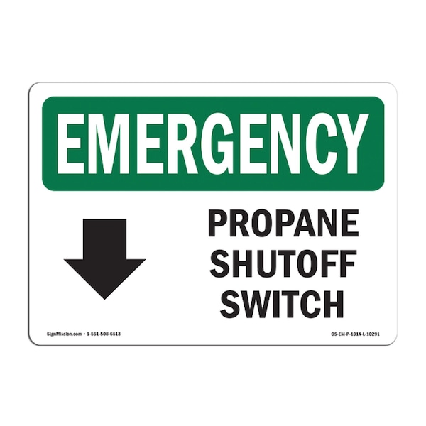 Signmission OSHA EMERGENCY, 10" Height, 14" Width, 14" W, 10" H, Landscape, Electrical Propane Shutoff Switch OS-EM-D-1014-L-10291 - main